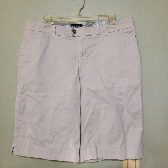 Sonoma Life + Style‎ Bermuda Stretch Shorts Bone Slits Golf Women's 14 - Picture 1 of 8